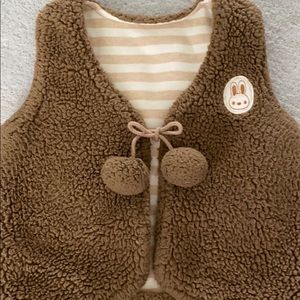 Baby Fuzzy Furry Bear Brown Vest
